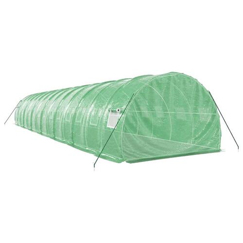 Drivhus med stålstel 42 m² 14x3x2 m grøn