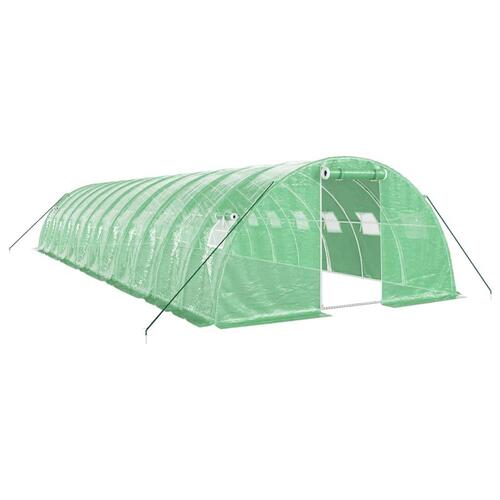 Drivhus med stålstel 48 m² 12x4x2 m grøn
