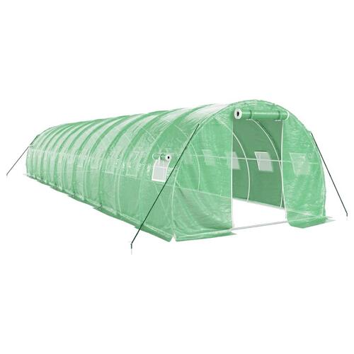Drivhus med stålstel 36 m² 12x3x2 m grøn