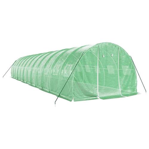 Drivhus med stålstel 36 m² 12x3x2 m grøn