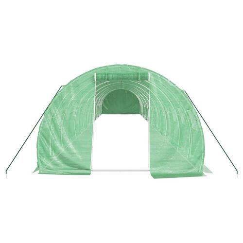 Drivhus med stålstel 48 m² 16x3x2 m grøn