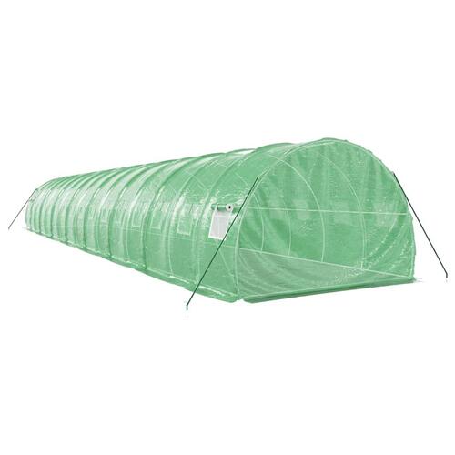 Drivhus med stålstel 48 m² 16x3x2 m grøn