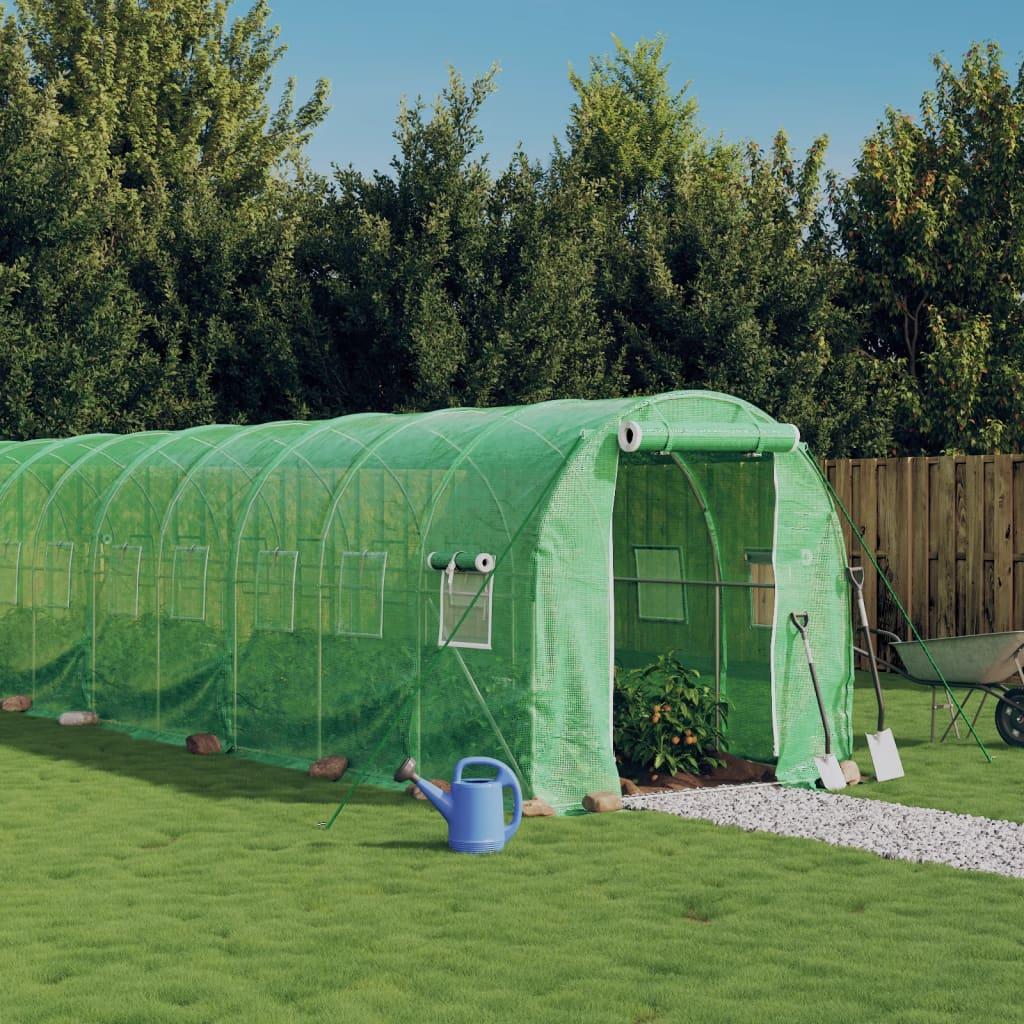 Drivhus med stålstel 40 m² 20x2x2 m grøn