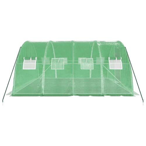 Drivhus med stålstel 16 m² 4x4x2 m grøn