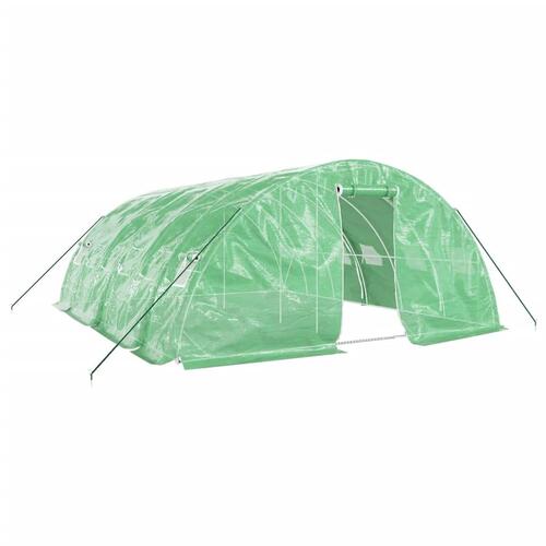Drivhus med stålstel 30 m² 6x5x2,3 m grøn