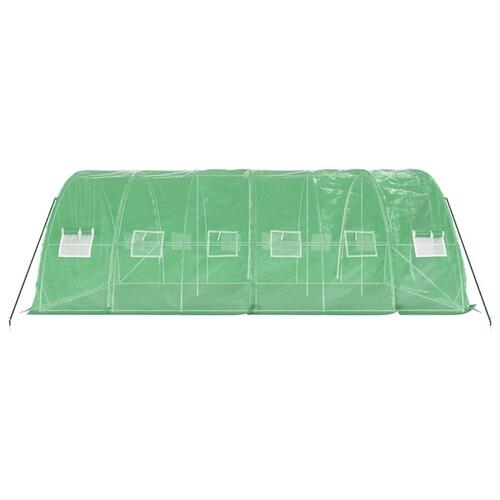 Drivhus med stålstel 30 m² 6x5x2,3 m grøn