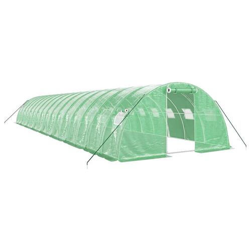 Drivhus med stålstel 64 m² 16x4x2 m grøn