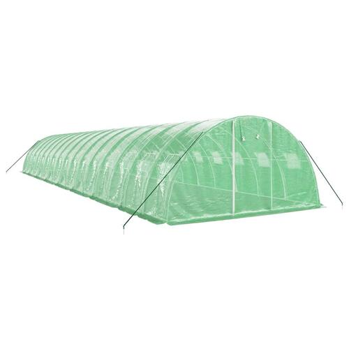 Drivhus med stålstel 64 m² 16x4x2 m grøn