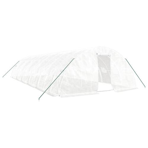 Drivhus med stålstel 60 m² 12x5x2,3 m hvid