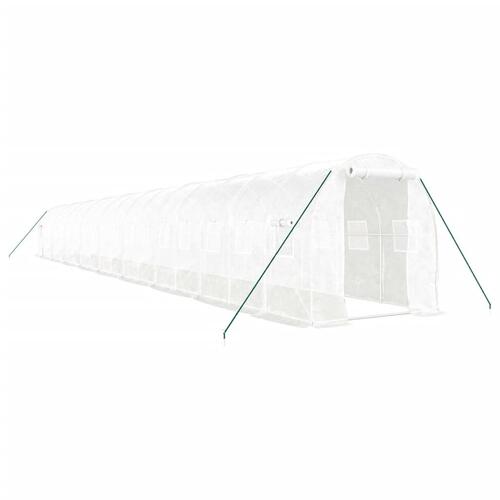 Drivhus med stålstel 36 m² 18x2x2 m hvid