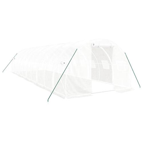 Drivhus med stålstel 30 m² 10x3x2 m hvid