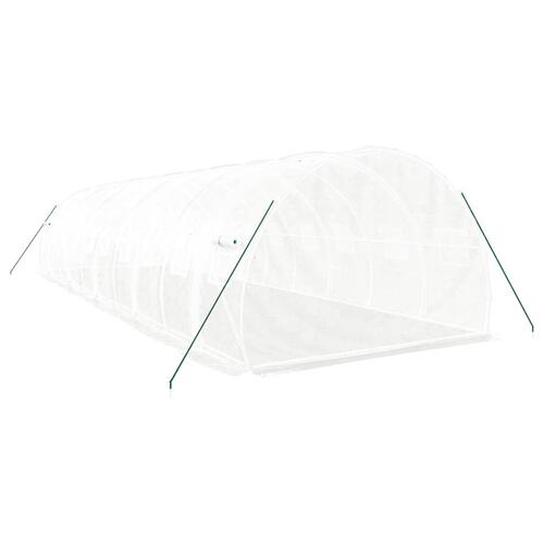 Drivhus med stålstel 30 m² 10x3x2 m hvid