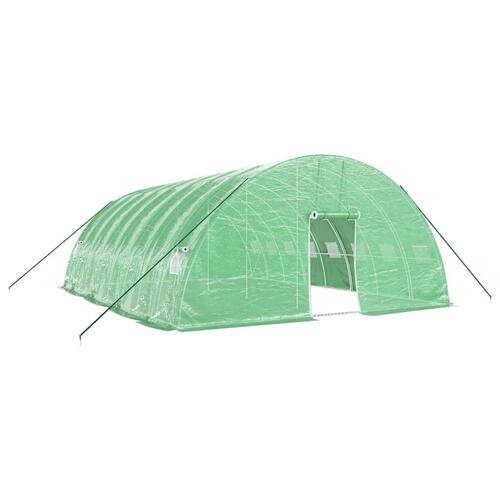 Drivhus med stålstel 48 m² 12x4x2 m grøn