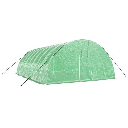 Drivhus med stålstel 48 m² 12x4x2 m grøn