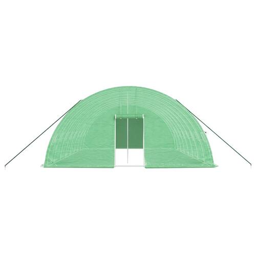 Drivhus med stålstel 48 m² 12x4x2 m grøn