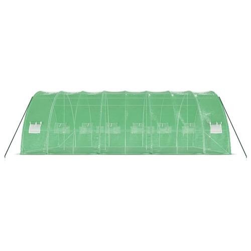 Drivhus med stålstel 48 m² 12x4x2 m grøn