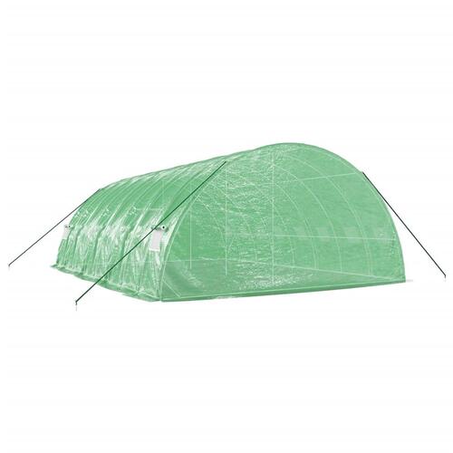 Drivhus med stålstel 48 m² 12x4x2 m grøn