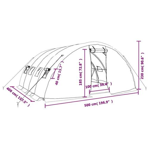 Drivhus med stålstel 20 m² 5x4x2,3 m grøn