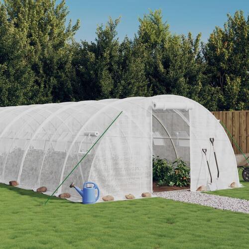 Drivhus med stålstel 24 m² 6x4x2 m hvid