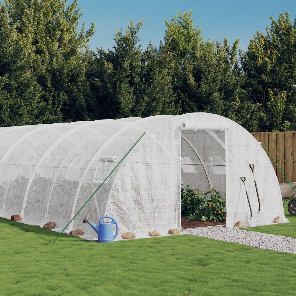 Drivhus med stålstel 24 m² 6x4x2 m hvid