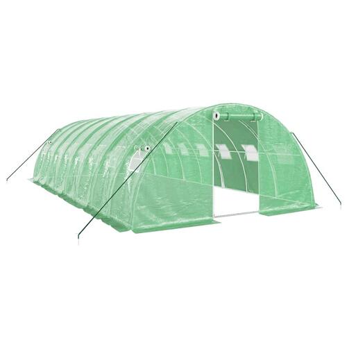 Drivhus med stålstel 32 m² 8x4x2 m grøn