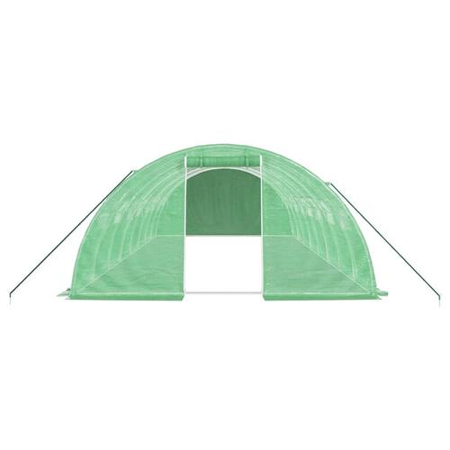 Drivhus med stålstel 32 m² 8x4x2 m grøn