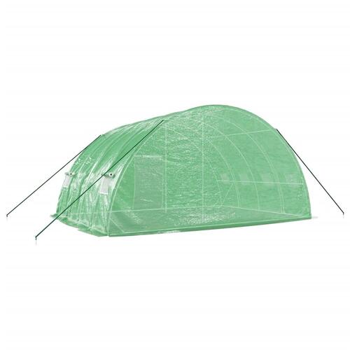 Drivhus med stålstel 24 m² 6x4x2,85 m grøn