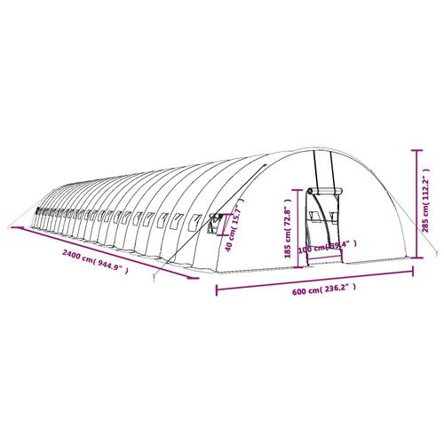 Drivhus med stålstel 144 m² 24x6x2,85 m grøn