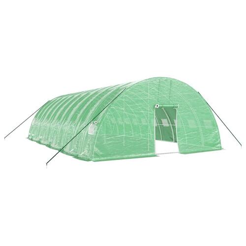 Drivhus med stålstel 60 m² 10x6x2,85 m grøn