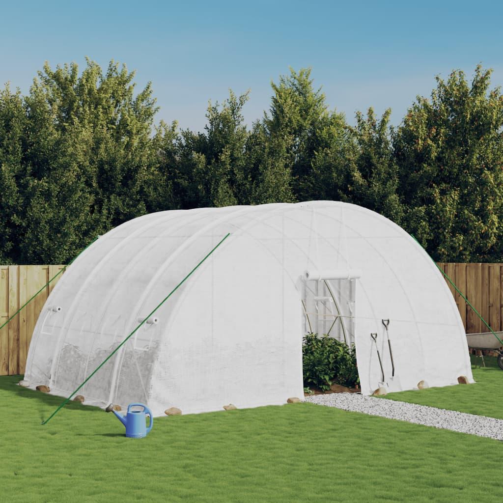 Drivhus med stålstel 24 m² 6x4x2,85 m hvid
