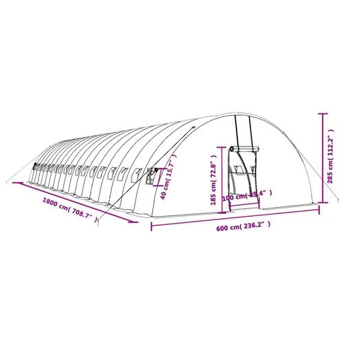 Drivhus med stålstel 108 m² 18x6x2,85 m hvid