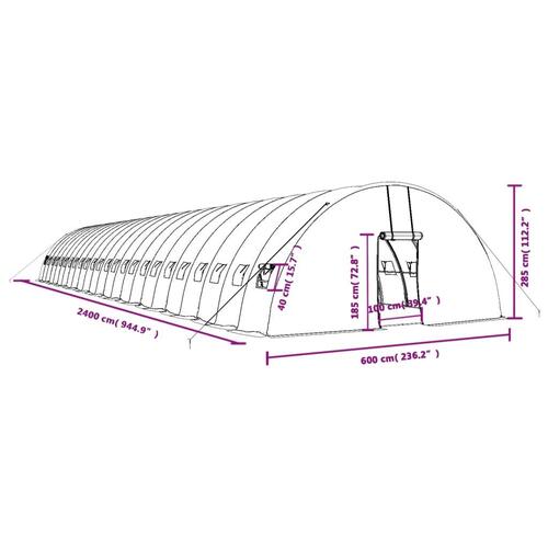 Drivhus med stålstel 144 m² 24x6x2,85 m hvid