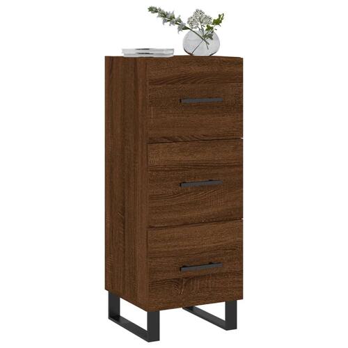 Skænk 34,5x34x90 cm konstrueret træ brun egetræsfarve