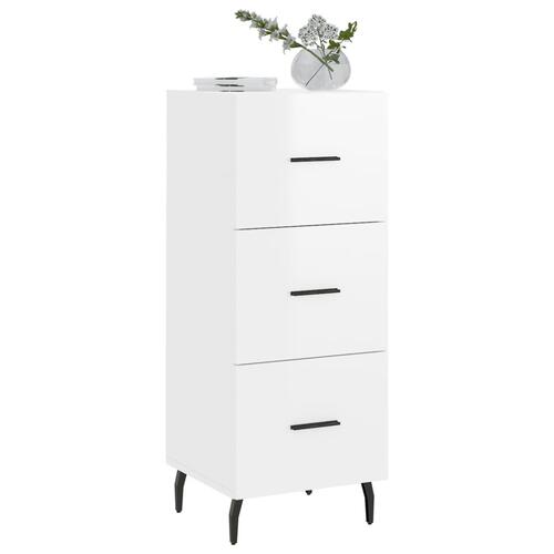 Skænk 34,5x34x90 cm konstrueret træ hvid højglans