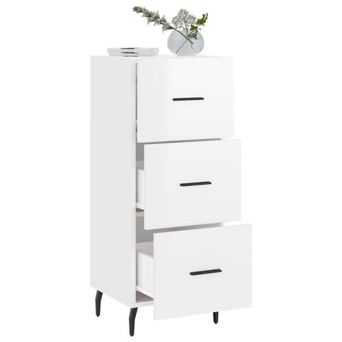 Skænk 34,5x34x90 cm konstrueret træ hvid højglans
