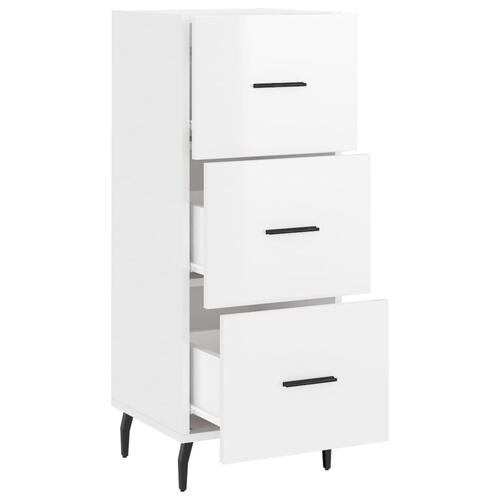 Skænk 34,5x34x90 cm konstrueret træ hvid højglans