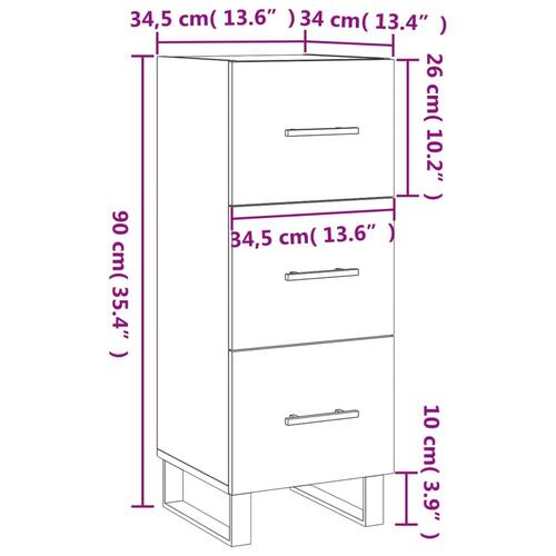 Skænk 34,5x34x90 cm konstrueret træ grå sonoma-eg