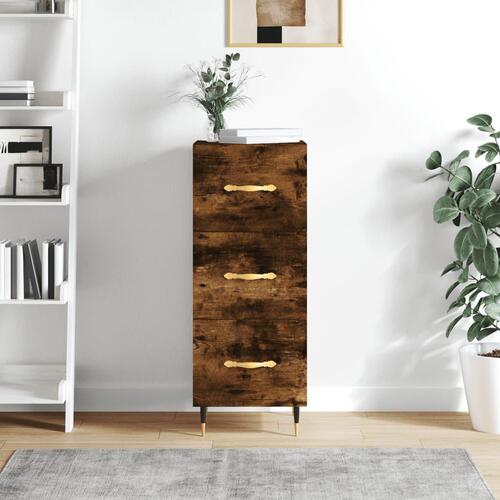 Skænk 34,5x34x90 cm konstrueret træ røget egetræsfarve