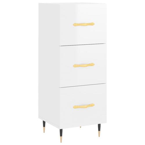 Skænk 34,5x34x90 cm konstrueret træ hvid højglans