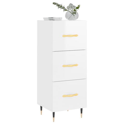 Skænk 34,5x34x90 cm konstrueret træ hvid højglans