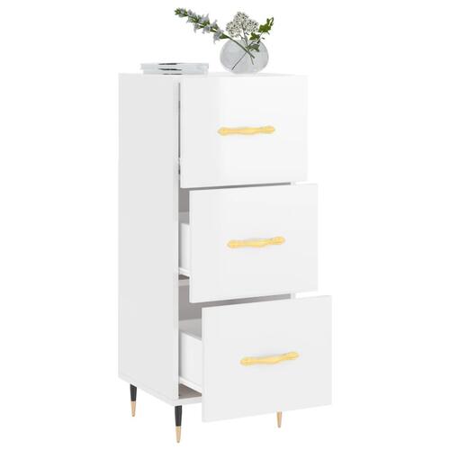 Skænk 34,5x34x90 cm konstrueret træ hvid højglans