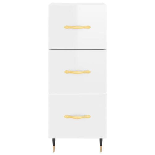 Skænk 34,5x34x90 cm konstrueret træ hvid højglans