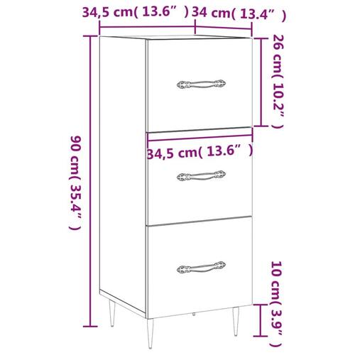 Skænk 34,5x34x90 cm konstrueret træ betongrå