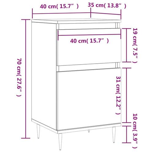 Skænk 40x35x70 cm konstrueret træ sort