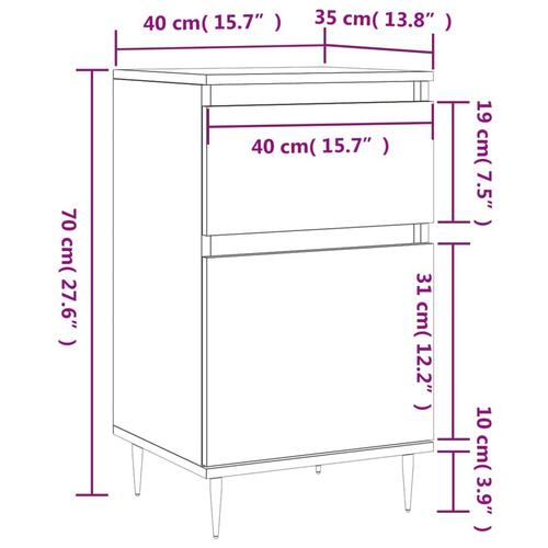 Skænk 40x35x70 cm konstrueret træ røget egetræsfarve
