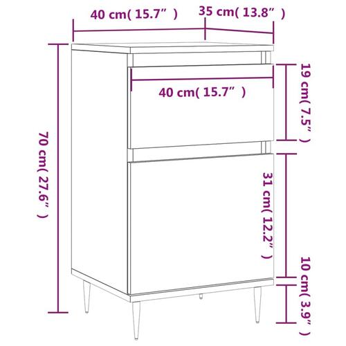 Skænk 40x35x70 cm konstrueret træ brun egetræsfarve