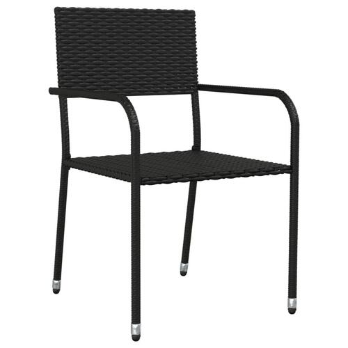 Spisebordssæt til haven 5 dele polyrattan og stål sort