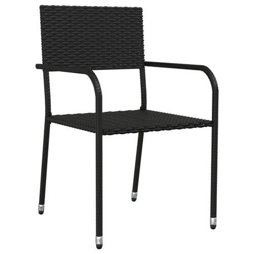 Spisebordssæt til haven 9 dele polyrattan og stål sort