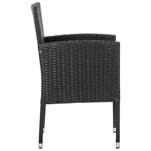 Spisebordssæt til haven 5 dele polyrattan og stål sort