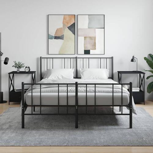Sengeborde 2 stk. 50x41x65 cm konstrueret træ sort